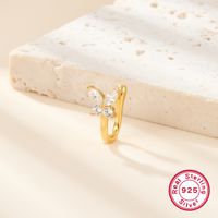 1 Piece Lady Butterfly Inlay Sterling Silver Zircon 18k Gold Plated White Gold Plated Ear Cuffs main image 4