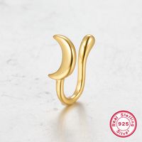 1 Piece Cute Moon Plating Sterling Silver 18k Gold Plated White Gold Plated Ear Cuffs main image 1