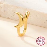 1 Piece Cute Moon Plating Sterling Silver 18k Gold Plated White Gold Plated Ear Cuffs main image 4