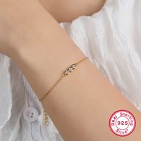 Simple Style Round Sterling Silver 18k Gold Plated White Gold Plated Zircon Bracelets In Bulk main image 3
