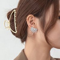 1 Pair Casual Korean Style Hexagram Inlay Alloy Zircon Ear Studs main image 4