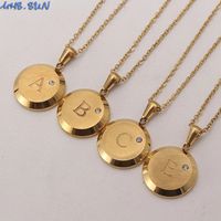 Fashion Letter Stainless Steel Gold Plated Zircon Pendant Necklace main image 6