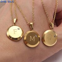 Fashion Letter Stainless Steel Gold Plated Zircon Pendant Necklace main image 5