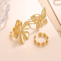 Vacation Butterfly Daisy Stainless Steel Plating 18k Gold Plated Open Rings main image 3