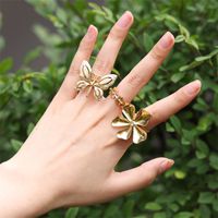 Vacation Butterfly Daisy Stainless Steel Plating 18k Gold Plated Open Rings main image 4