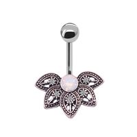 Simple Style Floral Stainless Steel Alloy Titanium Plating Inlay Diamond White Gold Plated Gold Plated Silver Plated Belly Ring sku image 1