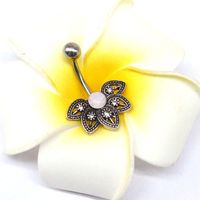 Simple Style Floral Stainless Steel Alloy Titanium Plating Inlay Diamond White Gold Plated Gold Plated Silver Plated Belly Ring main image 1