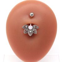 Simple Style Floral Stainless Steel Alloy Titanium Plating Inlay Diamond White Gold Plated Gold Plated Silver Plated Belly Ring main image 2