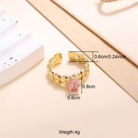 Lady Shiny Stainless Steel Plating Inlay Zircon 18k Gold Plated Open Rings sku image 2