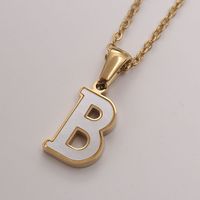 304 Stainless Steel Titanium Steel 18K Gold Plated Simple Style Plating Inlaid Shell Letter Shell main image 6