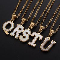 304 Stainless Steel Titanium Steel 18K Gold Plated Simple Style Plating Inlaid Shell Letter Shell main image 7