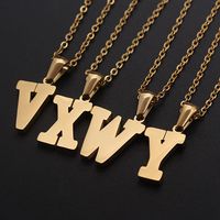 304 Stainless Steel Titanium Steel 18K Gold Plated Simple Style Plating Inlaid Shell Letter Shell main image 4
