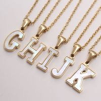 304 Stainless Steel Titanium Steel 18K Gold Plated Simple Style Plating Inlaid Shell Letter Shell main image 1