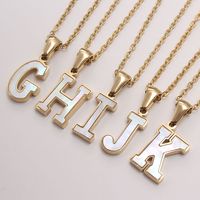 304 Stainless Steel Titanium Steel 18K Gold Plated Simple Style Plating Inlaid Shell Letter Shell main image 2