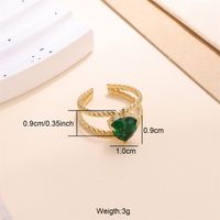 Commute Heart Shape Stainless Steel Plating Inlay Zircon 18k Gold Plated Open Rings sku image 1