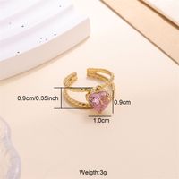 Commute Heart Shape Stainless Steel Plating Inlay Zircon 18k Gold Plated Open Rings sku image 2