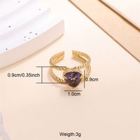 Commute Heart Shape Stainless Steel Plating Inlay Zircon 18k Gold Plated Open Rings sku image 3