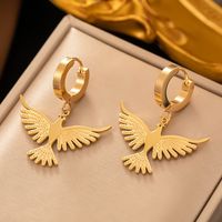 304 Stainless Steel 18K Gold Plated Casual Vintage Style Plating Pigeon Earrings Necklace main image 3