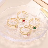 Lady Solid Color Stainless Steel Plating Inlay Zircon 18k Gold Plated Open Rings main image 3