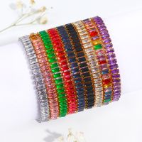 Copper Gold Plated Sweet Inlay Color Block Zircon Bracelets main image 3