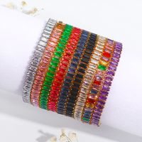 Copper Gold Plated Sweet Inlay Color Block Zircon Bracelets main image 2