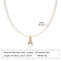 Artificial Pearl Copper Alloy IG Style Baroque Style French Style Plating Inlay Letter Zircon Pendant Necklace main image 3