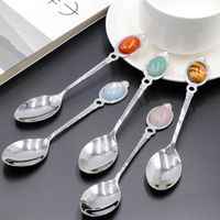 Retro Solid Color Stainless Steel Natural Stone Spoon main image 5
