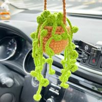 Hand-crocheted Chlorophytum Potted Yarn Car Rearview Mirror Creative Ornament main image 6
