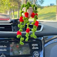 Hand-crocheted Chlorophytum Potted Yarn Car Rearview Mirror Creative Ornament main image 5