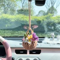Hand-crocheted Chlorophytum Potted Yarn Car Rearview Mirror Creative Ornament main image 3