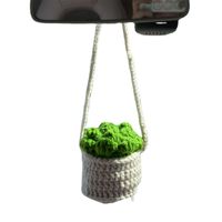 Hand-crocheted Chlorophytum Potted Yarn Car Rearview Mirror Creative Ornament main image 2