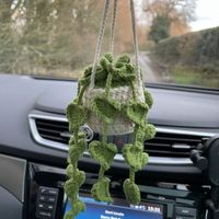 Hand-crocheted Chlorophytum Potted Yarn Car Rearview Mirror Creative Ornament sku image 14