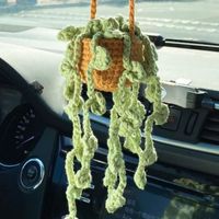 Hand-crocheted Chlorophytum Potted Yarn Car Rearview Mirror Creative Ornament sku image 20