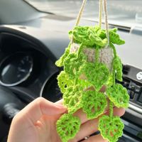 Hand-crocheted Chlorophytum Potted Yarn Car Rearview Mirror Creative Ornament sku image 16