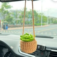 Hand-crocheted Chlorophytum Potted Yarn Car Rearview Mirror Creative Ornament sku image 23