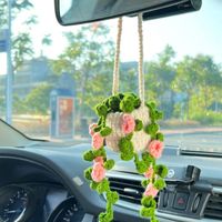 Hand-crocheted Chlorophytum Potted Yarn Car Rearview Mirror Creative Ornament sku image 17
