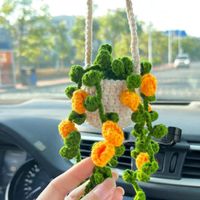 Hand-crocheted Chlorophytum Potted Yarn Car Rearview Mirror Creative Ornament sku image 18