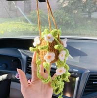 Hand-crocheted Chlorophytum Potted Yarn Car Rearview Mirror Creative Ornament sku image 33