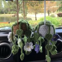 Hand-crocheted Chlorophytum Potted Yarn Car Rearview Mirror Creative Ornament sku image 34
