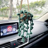 Hand-crocheted Chlorophytum Potted Yarn Car Rearview Mirror Creative Ornament sku image 27