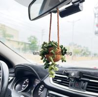 Hand-crocheted Chlorophytum Potted Yarn Car Rearview Mirror Creative Ornament sku image 42
