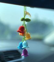 Hand-crocheted Chlorophytum Potted Yarn Car Rearview Mirror Creative Ornament sku image 8