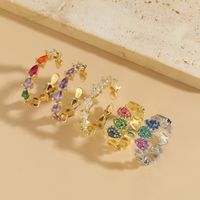 Elegant Luxurious Water Droplets Copper Plating Inlay Zircon 14k Gold Plated Open Rings main image 8