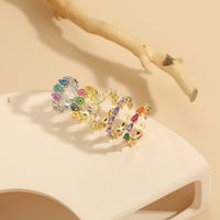 Elegant Luxurious Water Droplets Copper Plating Inlay Zircon 14k Gold Plated Open Rings main image 7