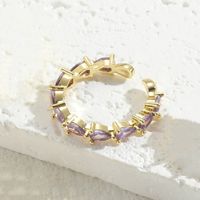 Elegant Luxurious Water Droplets Copper Plating Inlay Zircon 14k Gold Plated Open Rings sku image 4