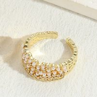 Classic Style Solid Color Copper Plating Inlay Pearl Zircon 14k Gold Plated Rings sku image 4