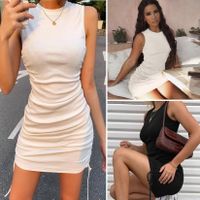 Women's Regular Dress Casual Round Neck Drawstring Sleeveless Solid Color Above Knee Holiday main image 1