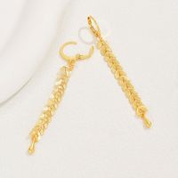1 Pair Classical Simple Style Water Droplets Fish Bone Plating Copper 18k Gold Plated Drop Earrings main image 2