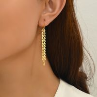 1 Pair Classical Simple Style Water Droplets Fish Bone Plating Copper 18k Gold Plated Drop Earrings main image 1