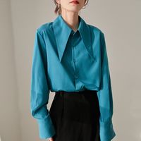 Women's Blouse Long Sleeve Blouses Button Casual Simple Style Simple Solid Color main image 3